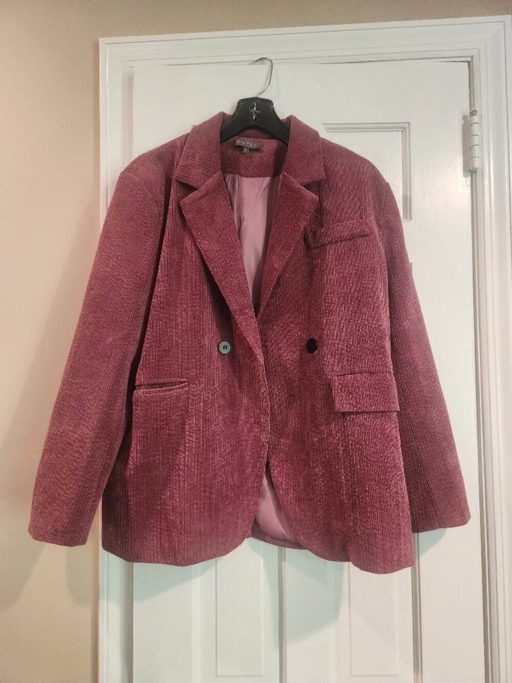 Double breasted mulberry corduroy blazer